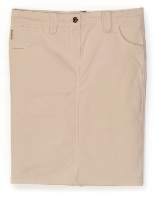 Saia jeans feminina Armani Reino Unido 16 grande W34 algodão branco