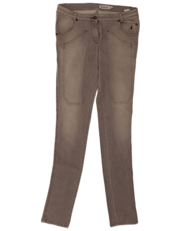 Jeans skinny feminino Jeckerson cintura baixa W30 L35 algodão cinza