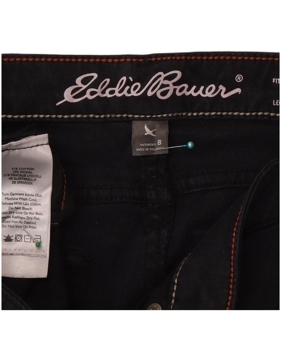 Eddie Bauer Jeans feminino ligeiramente curvilíneo slim EUA 8 médio W30 L32 preto