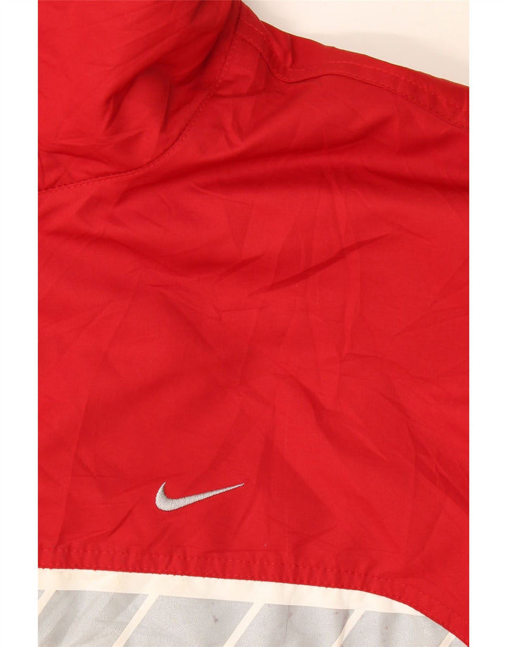Jaqueta corta-vento masculina Nike UK 44 2XL poliéster colorblock vermelho