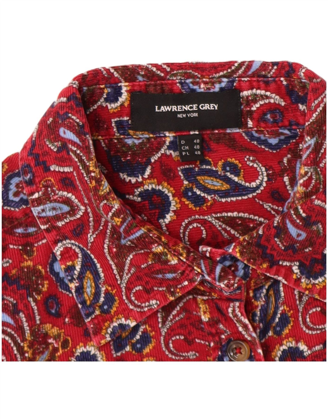 Camisa feminina de veludo LAWRENCE GREY EU 40 algodão Paisley vermelho médio