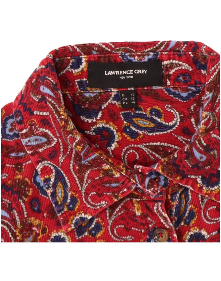 Camisa feminina de veludo LAWRENCE GREY EU 40 algodão Paisley vermelho médio