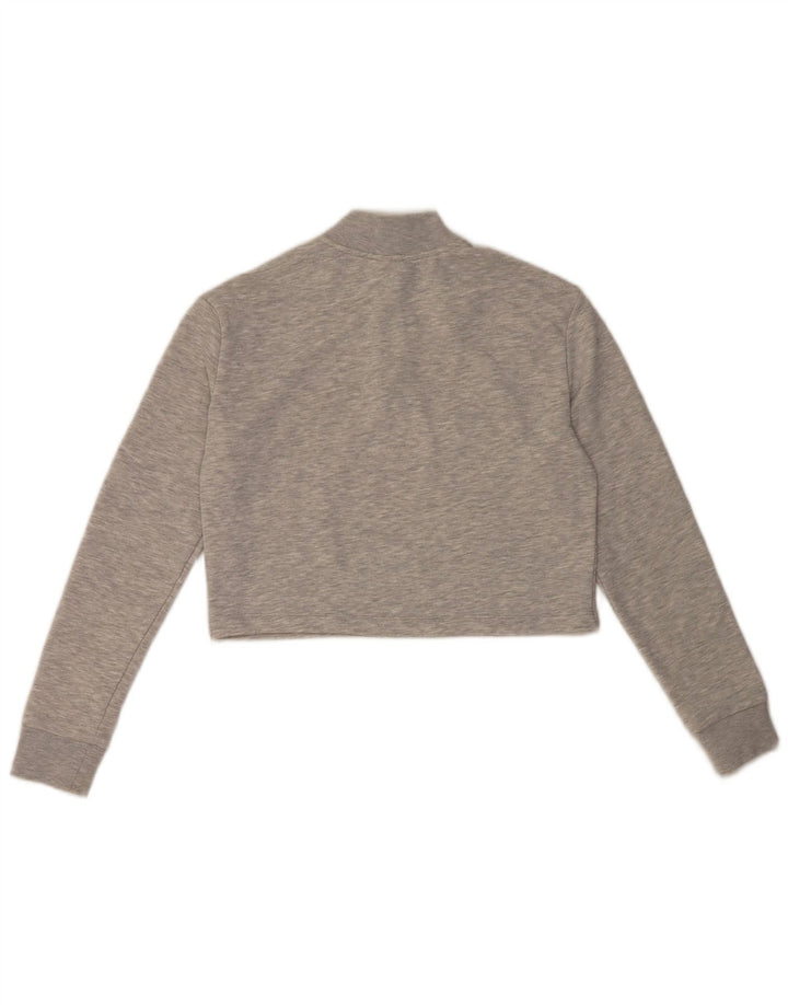 Puma Womens Crop Graphic Moletom Jumper UK 10 Small Grey Colourblock