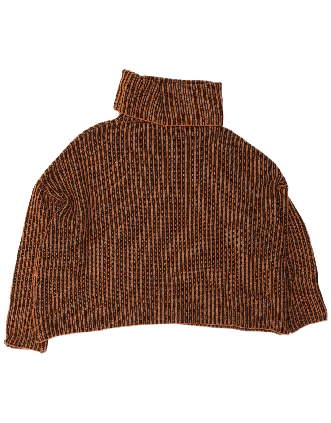 Suéter feminino Zara com gola alta e gola alta Reino Unido 14 listrado marrom médio