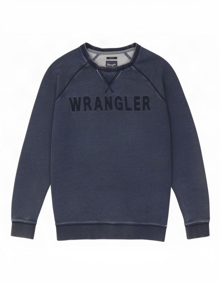 Wrangler moletom masculino gráfico jumper grande algodão azul marinho