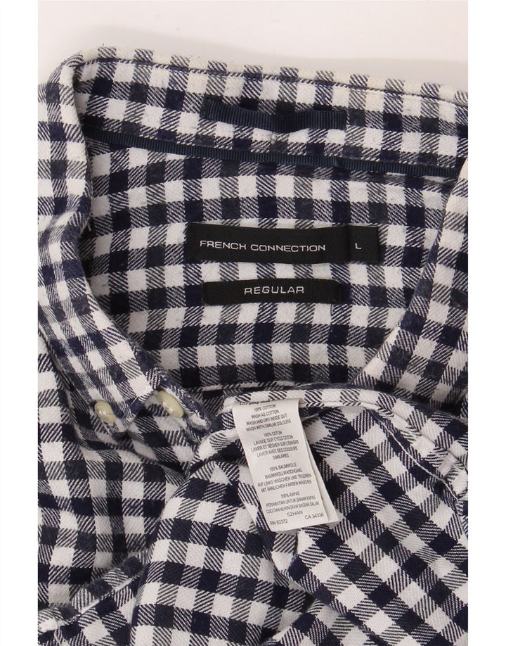 Camisa masculina regular de flanela FRENCH CONNECTION grande guingão azul marinho