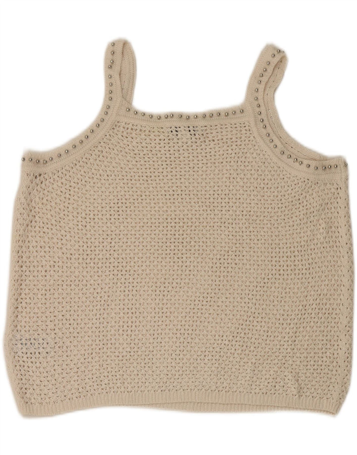 Top feminino de crochê Marks & Spencer UK 14 grande acrílico branco