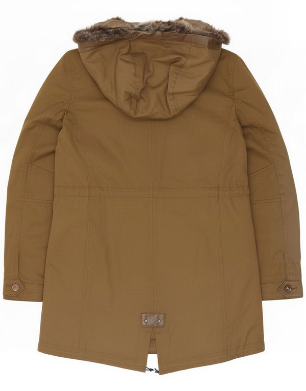 Jaqueta Parka feminina com capuz Massimo Dutti UK 14 Algodão verde médio