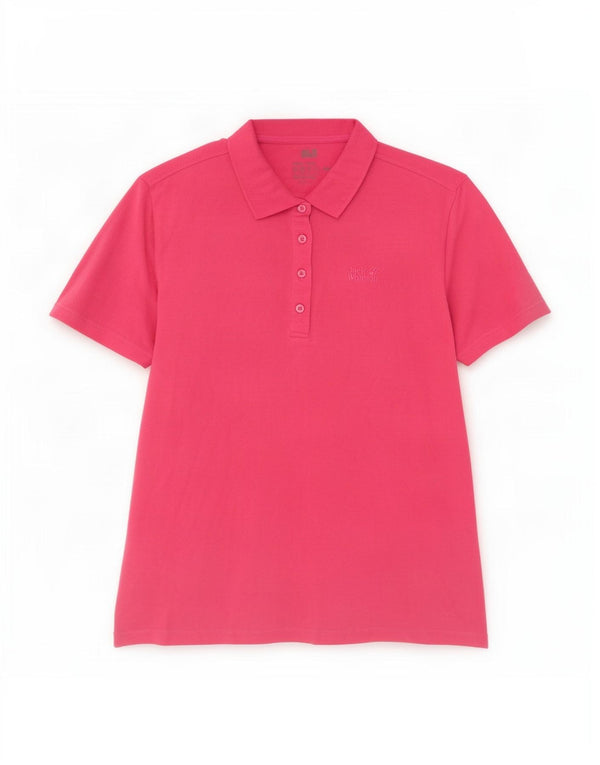 Camisa polo feminina Jack Wolfskin UK 18 XL poliéster rosa