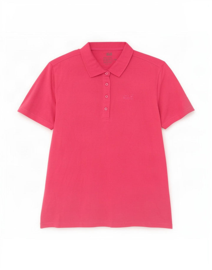 Camisa polo feminina Jack Wolfskin UK 18 XL poliéster rosa