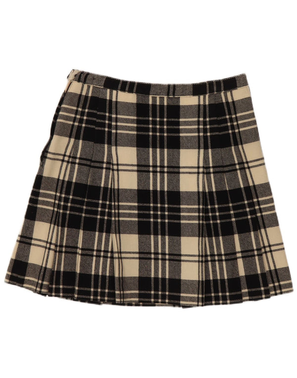 Minissaia feminina vintage W26 pequena xadrez preta