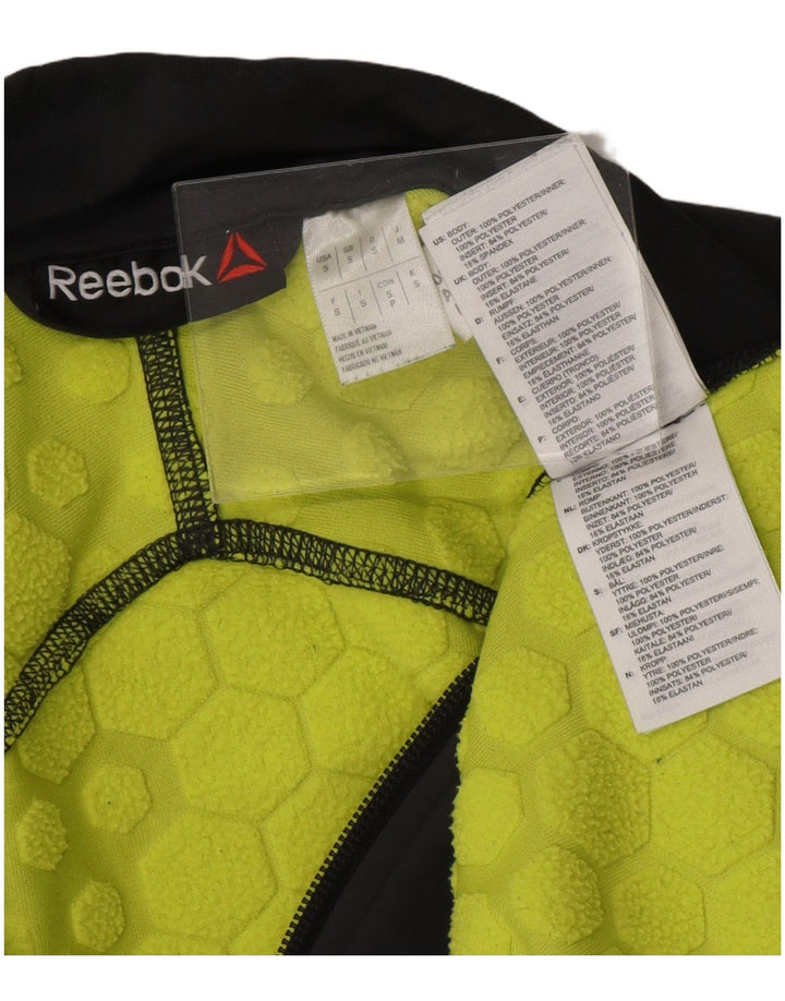 REEBOK Mens Graphic Zip Neck Pulôver Treino Top Pequeno Poliéster Cinza