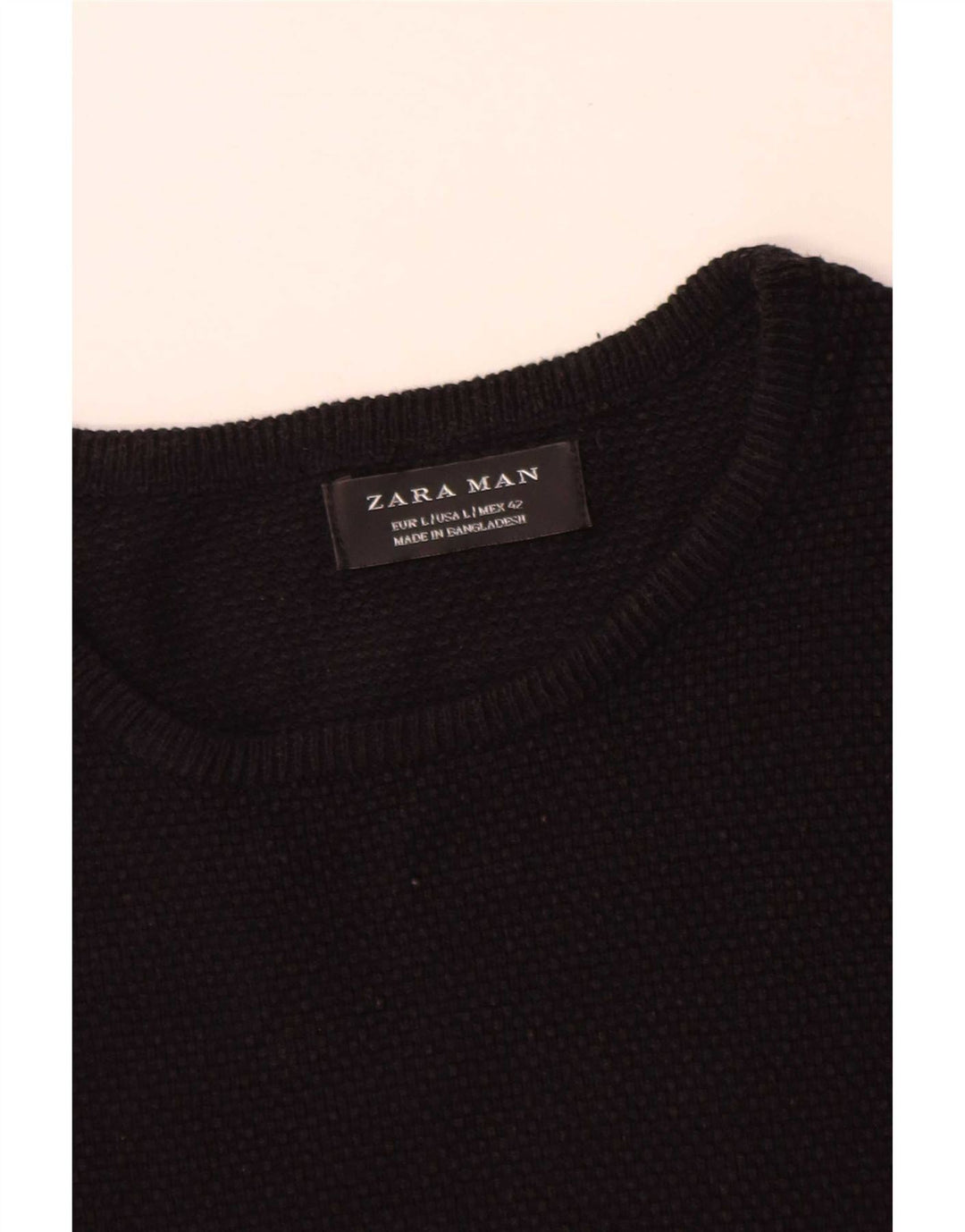 Suéter masculino Zara com gola redonda, grande algodão preto