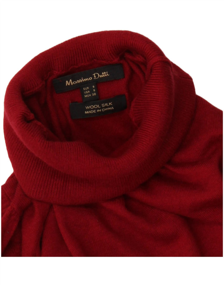 Suéter feminino Massimo Dutti com gola redonda e lã vermelha pequena Reino Unido 10