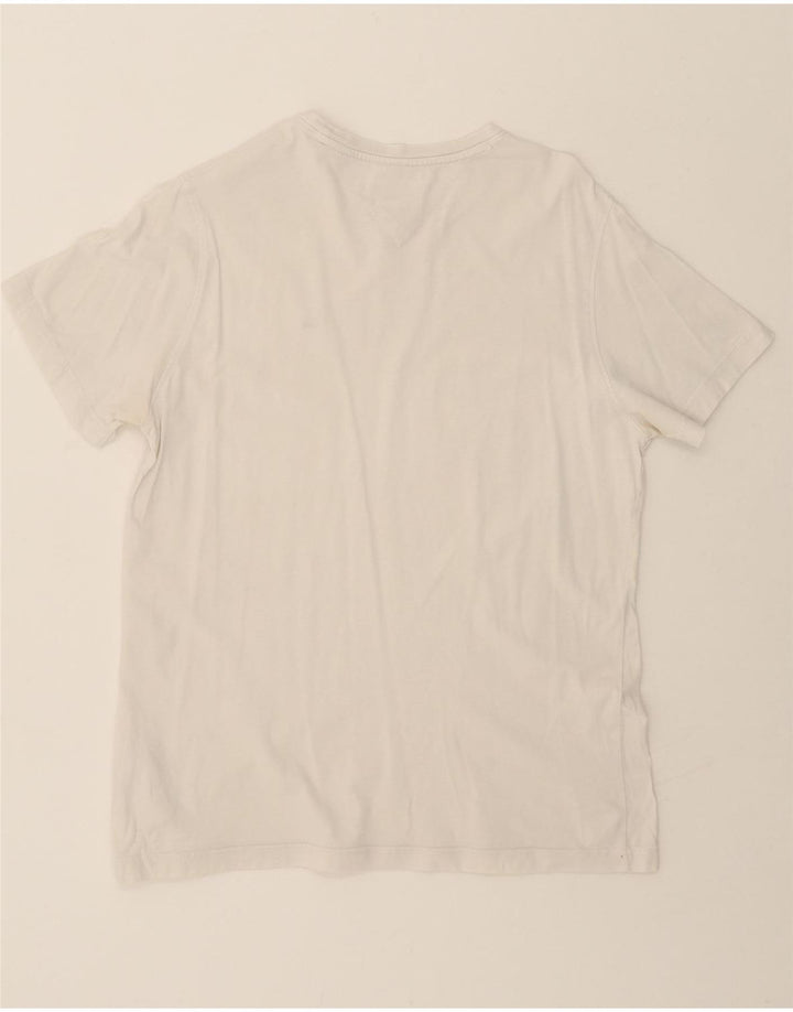 TOMMY HILFIGER Mens T-Shirt Top Medium White Cotton Vintage Tommy Hilfiger and Second-Hand Tommy Hilfiger from Messina Hembry 