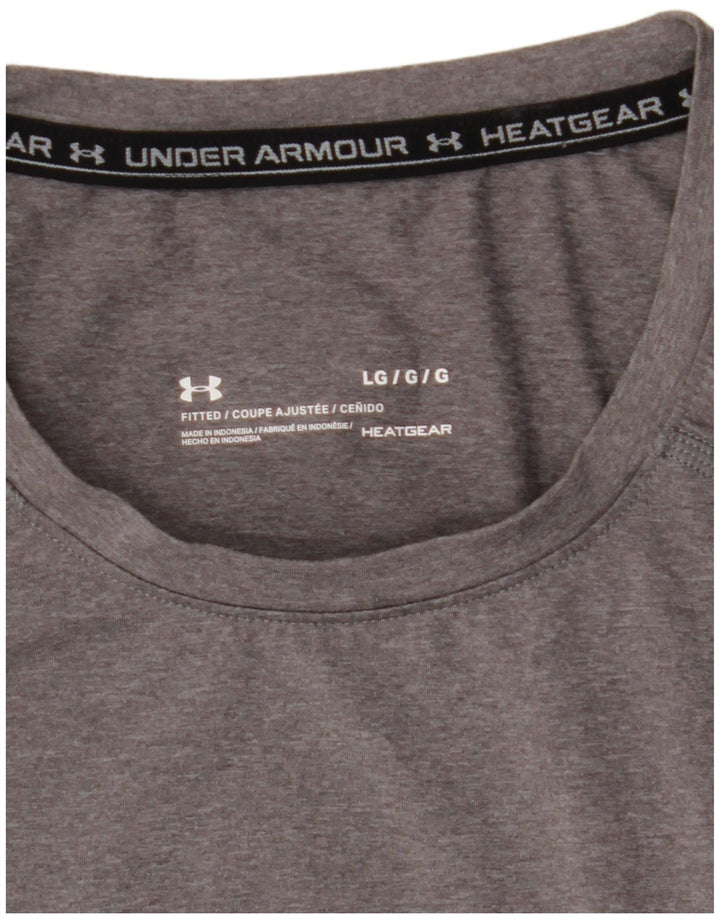 Under Armour Camiseta masculina justa grande cinza manchada