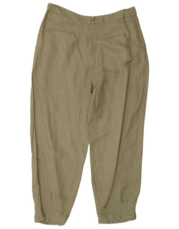 Calça feminina Zara cintura alta solta corte médio W28 L25 verde