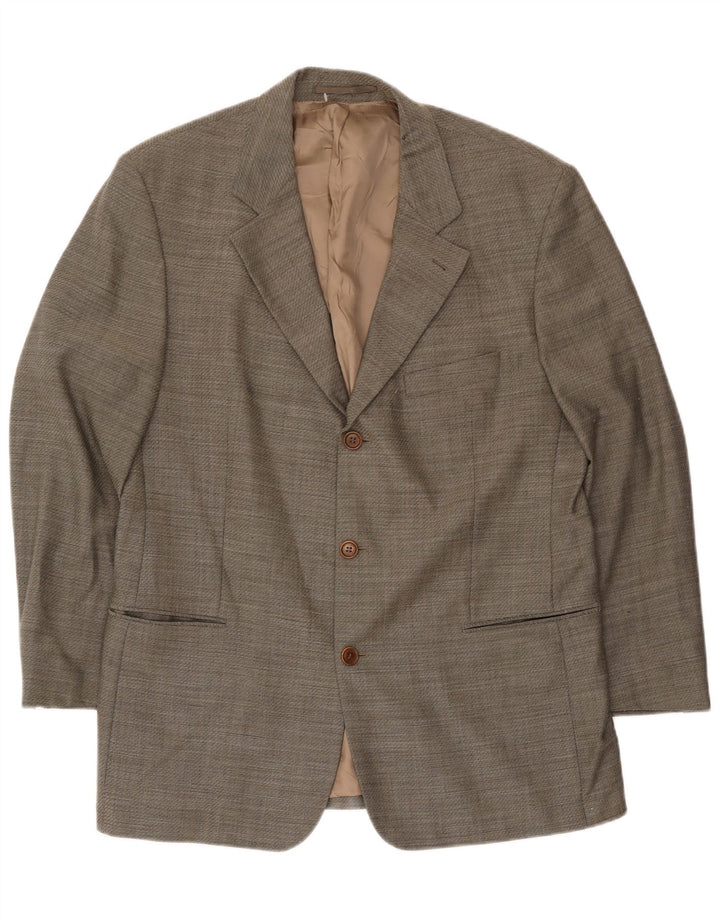 Jaqueta Blazer Masculina Hugo Boss com 3 Botões EU 54 2XL Lã Virgem Cinza
