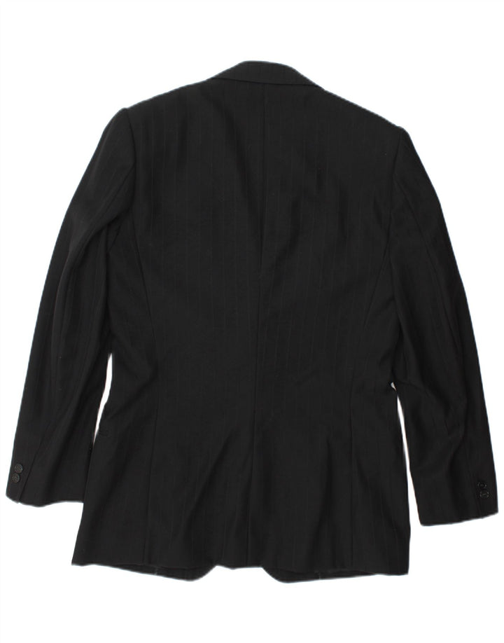 Jaqueta blazer masculina vintage com 2 botões UK 36 listrada preta pequena