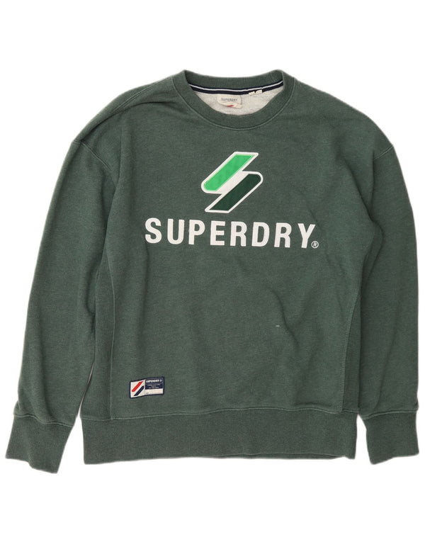 Superdry Mens Graphic Loose Fit Moletom Jumper XS Algodão Verde