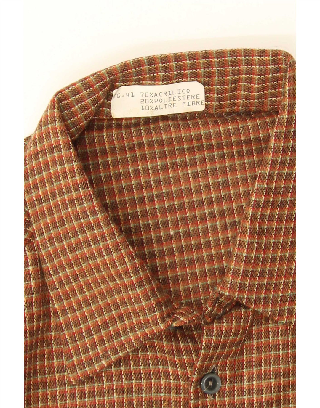 Camisa masculina vintage tamanho 41 acrílico xadrez marrom médio