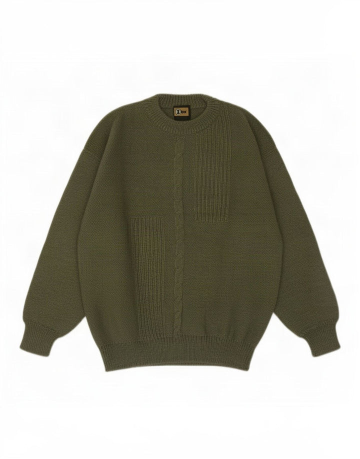 Suéter vintage masculino com gola redonda IT 50 verde médio
