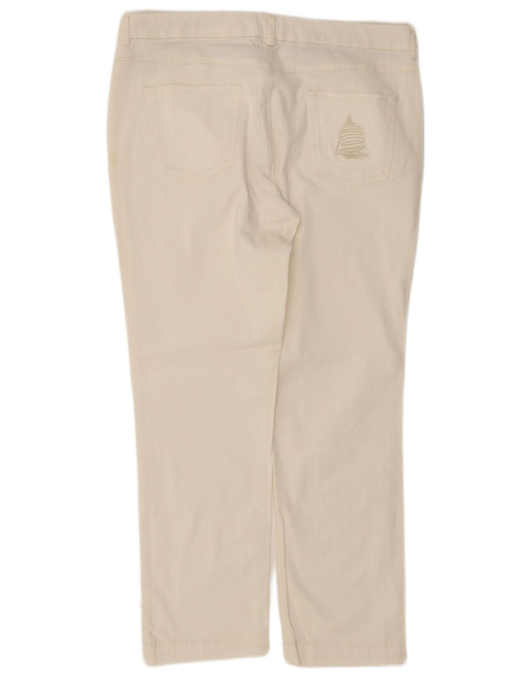 Calça feminina reta cortada Marina Yachting IT 48 XL W34 L23 branca