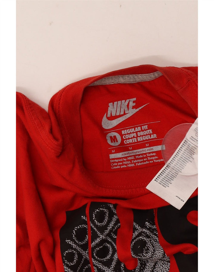 Camiseta Nike masculina regular fit gráfica top médio algodão vermelho