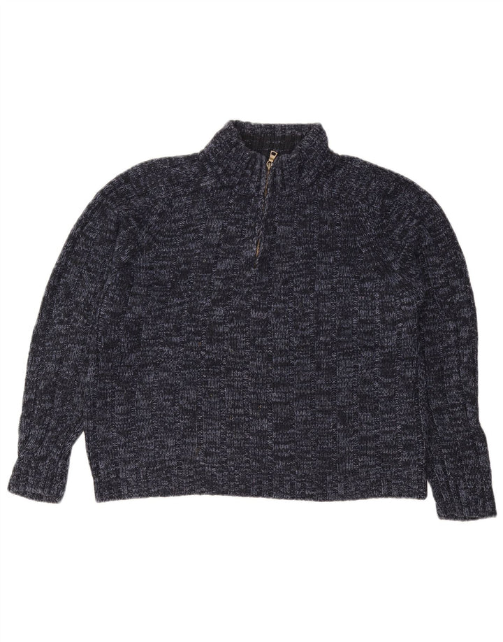 Suéter feminino MARKS & SPENCER com gola e zíper Reino Unido 16 grande azul marinho