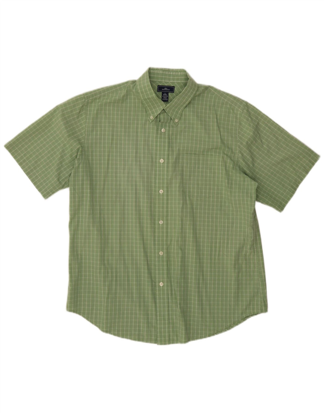 Camisa masculina de manga curta DOCKERS tamanho 16 1/2 grande algodão xadrez verde