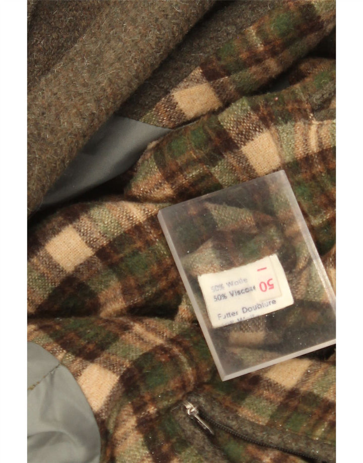 Jaqueta utilitária masculina vintage IT 50 grande lã cáqui