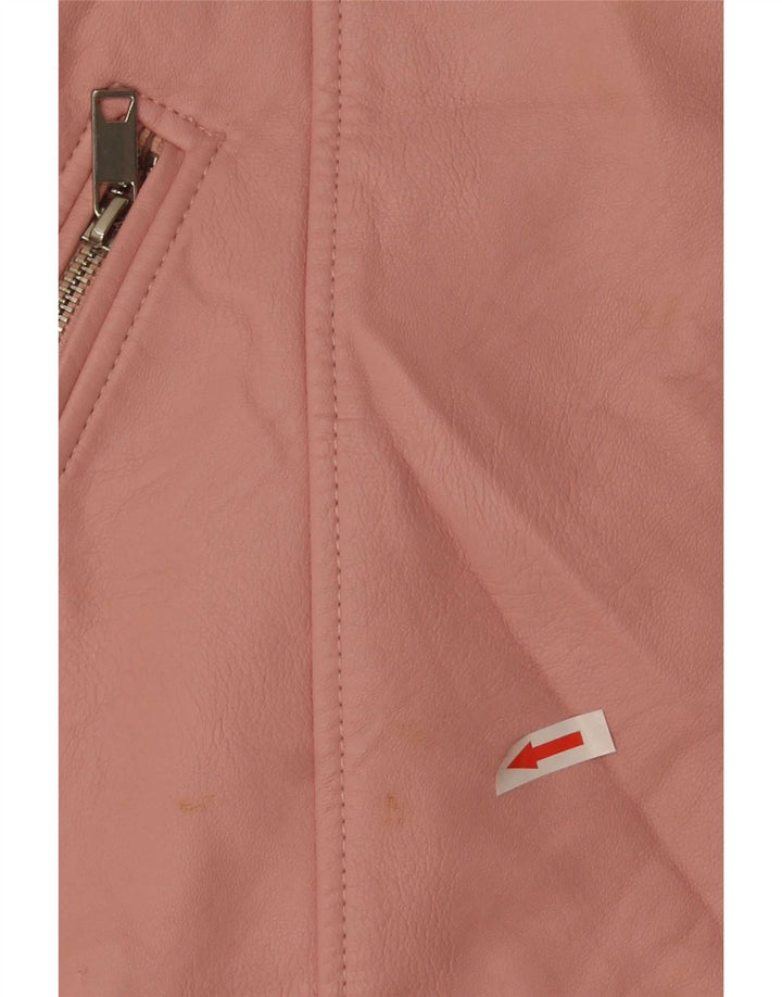 Zara Jaqueta de couro sintético para meninas 13-14 anos poliéster rosa