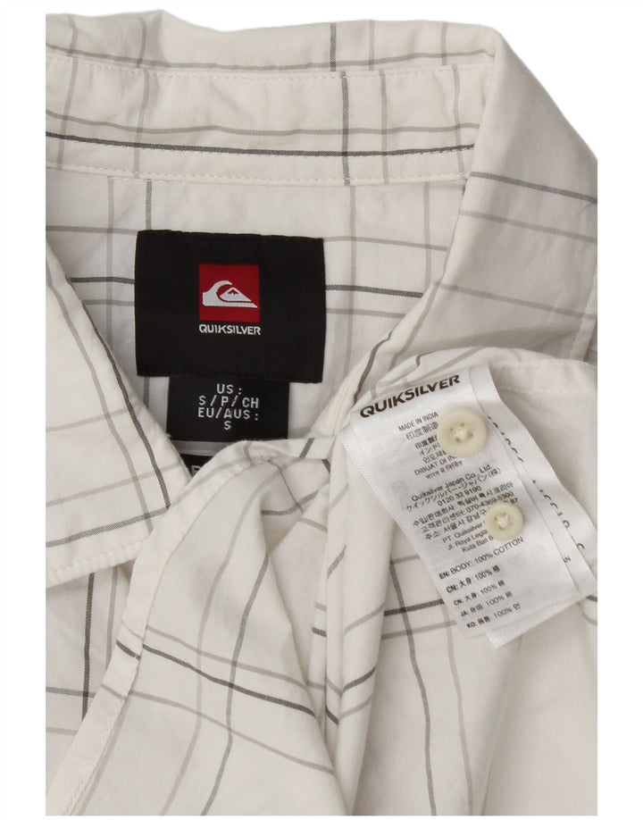 Camisa masculina Quiksilver pequena xadrez branca de algodão