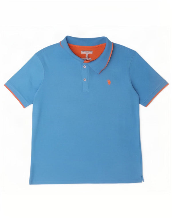 US Polo Assn. Camisa polo masculina 3XL algodão azul
