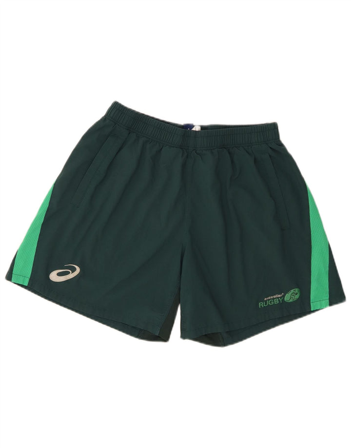 Shorts esportivos gráficos masculinos Asics grande bloco colorido verde