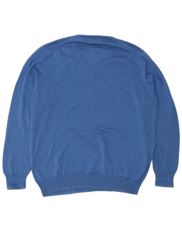 Zara Suéter masculino com decote em V grande azul