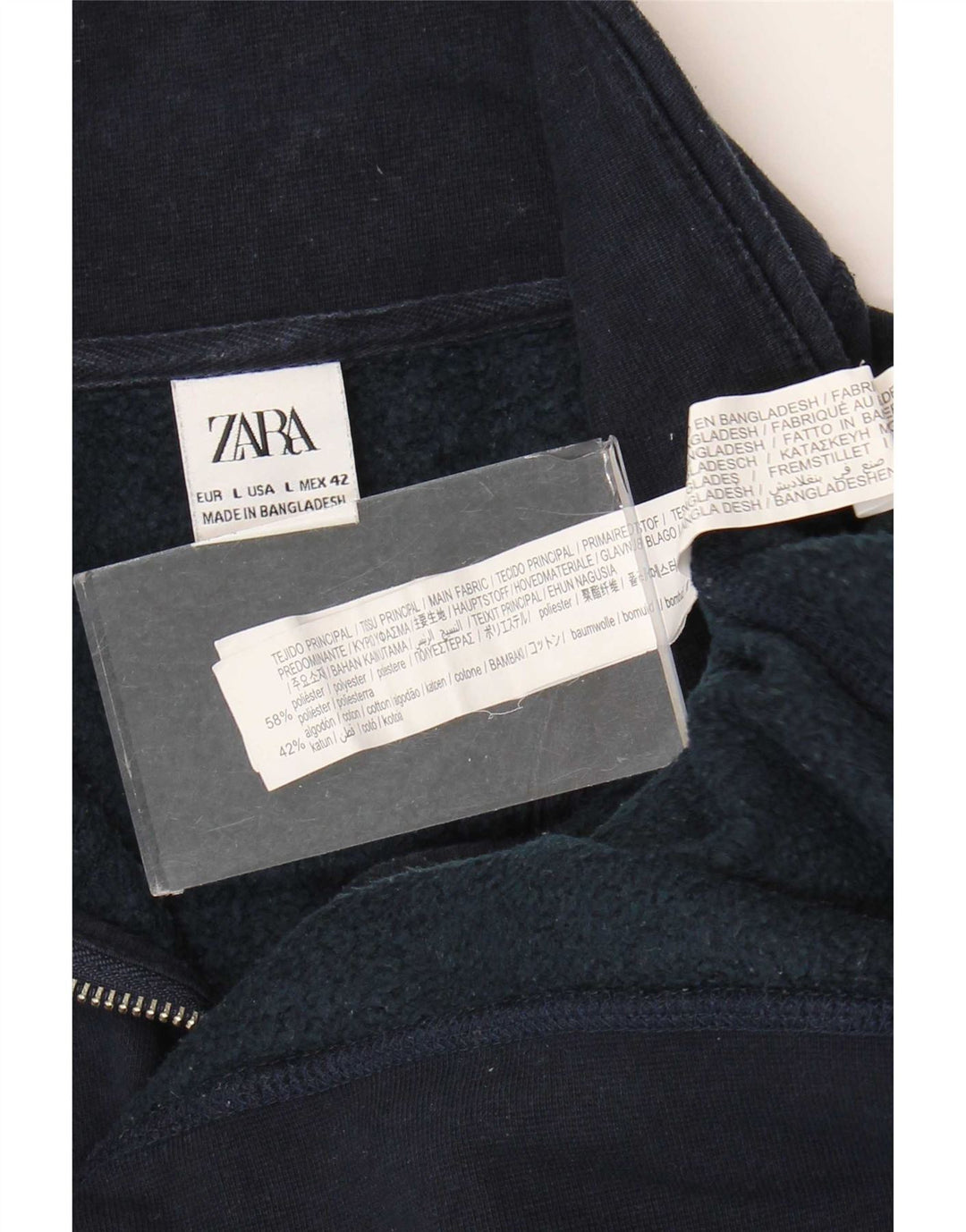 Moletom Zara masculino com zíper e gola grande poliéster azul marinho