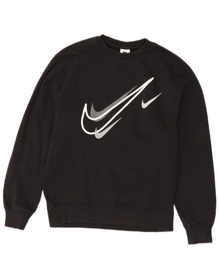 NIKE Mens Graphic Moletom Jumper Pequeno Algodão Preto