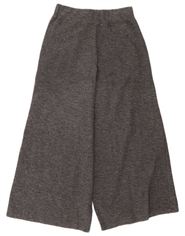 Calça feminina Zara com perna larga cortada pequena W26 L24 cinza poliéster