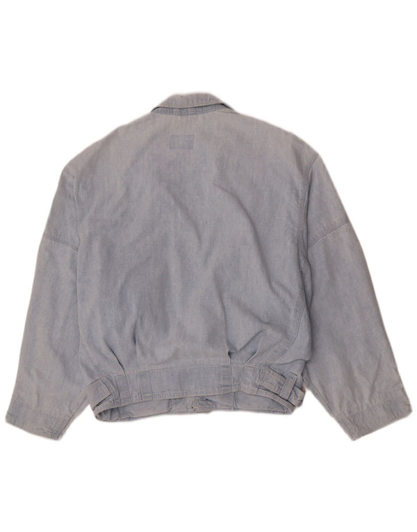 Jaqueta jeans bomber masculina vintage Reino Unido 36 azul pequeno