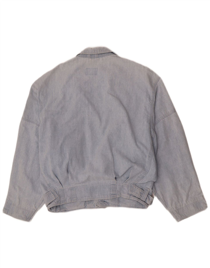 Jaqueta jeans bomber masculina vintage Reino Unido 36 azul pequeno