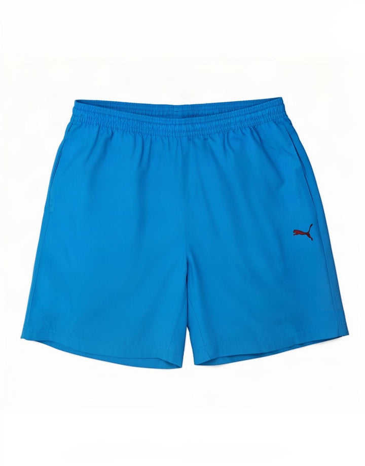 Shorts esportivos gráficos masculinos Puma médio azul poliéster