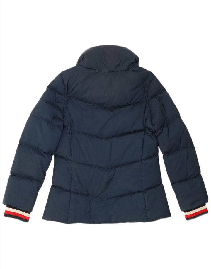 Jaqueta acolchoada feminina Tommy Hilfiger UK 12 poliéster azul marinho médio