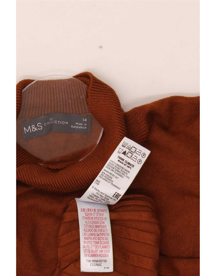 Suéter feminino Marks & Spencer com gola tartaruga Reino Unido 14 grande viscose marrom