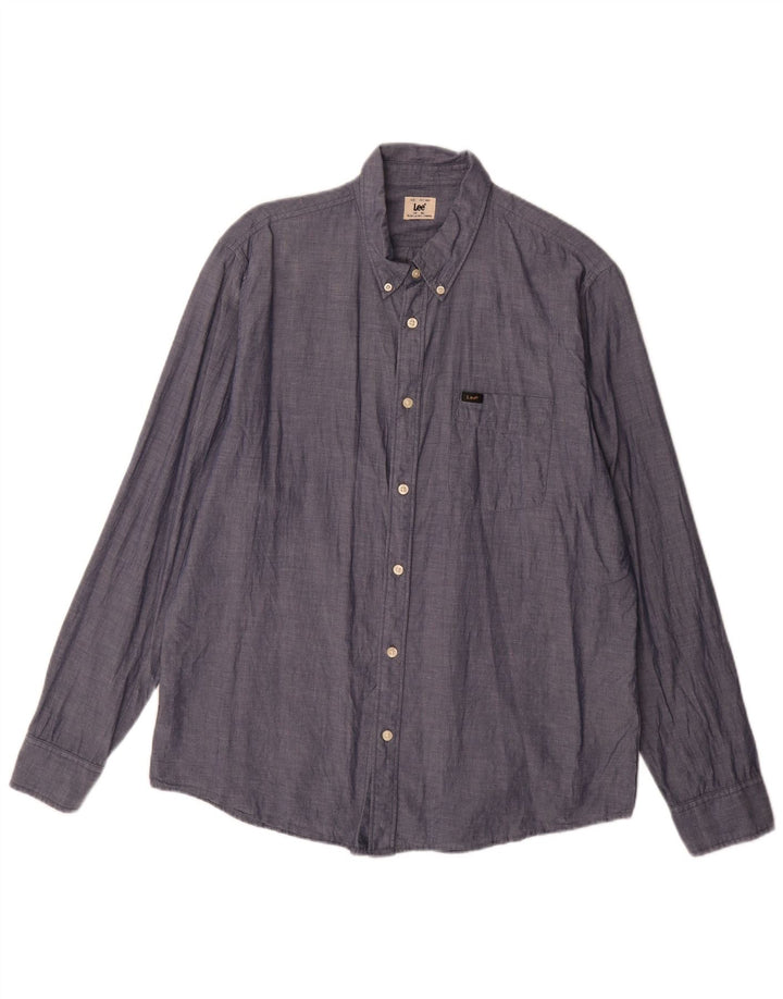 Camisa masculina Lee XL azul marinho algodão
