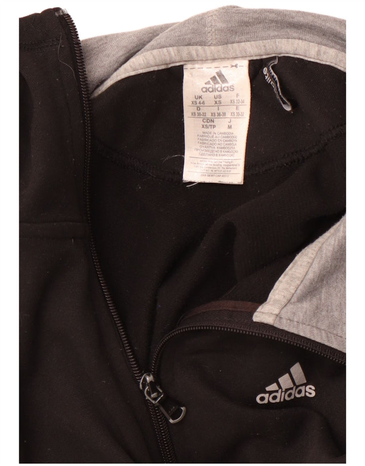 ADIDAS Womens Climalite Zip Hoodie Sweater UK 4/6 XS Preto Poliéster