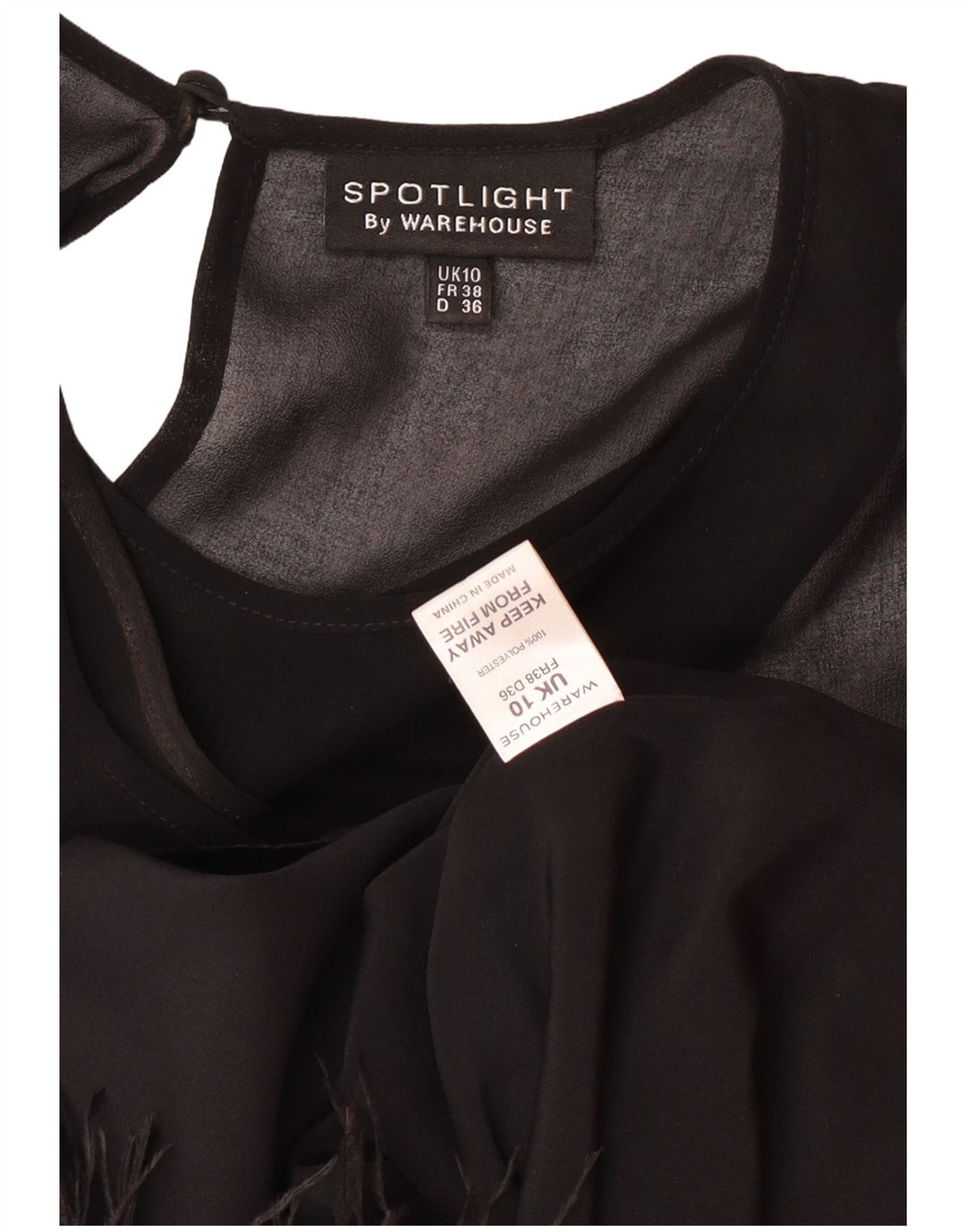 Vestido feminino sem mangas Charleston do armazém Reino Unido 10 poliéster preto pequeno