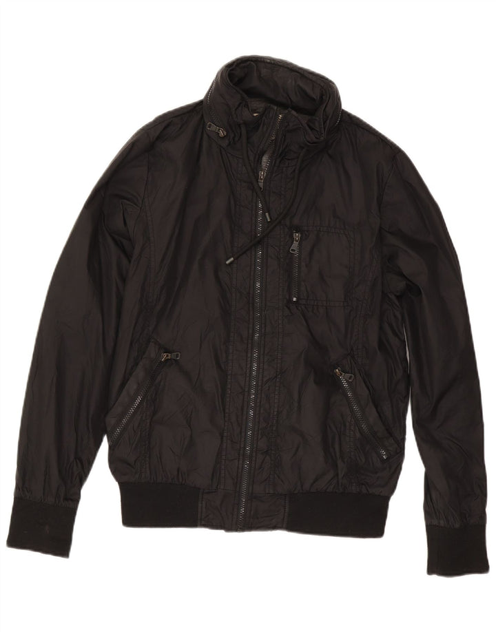 Jaqueta bomber masculina Zara com capuz UK 38 médio preto nylon