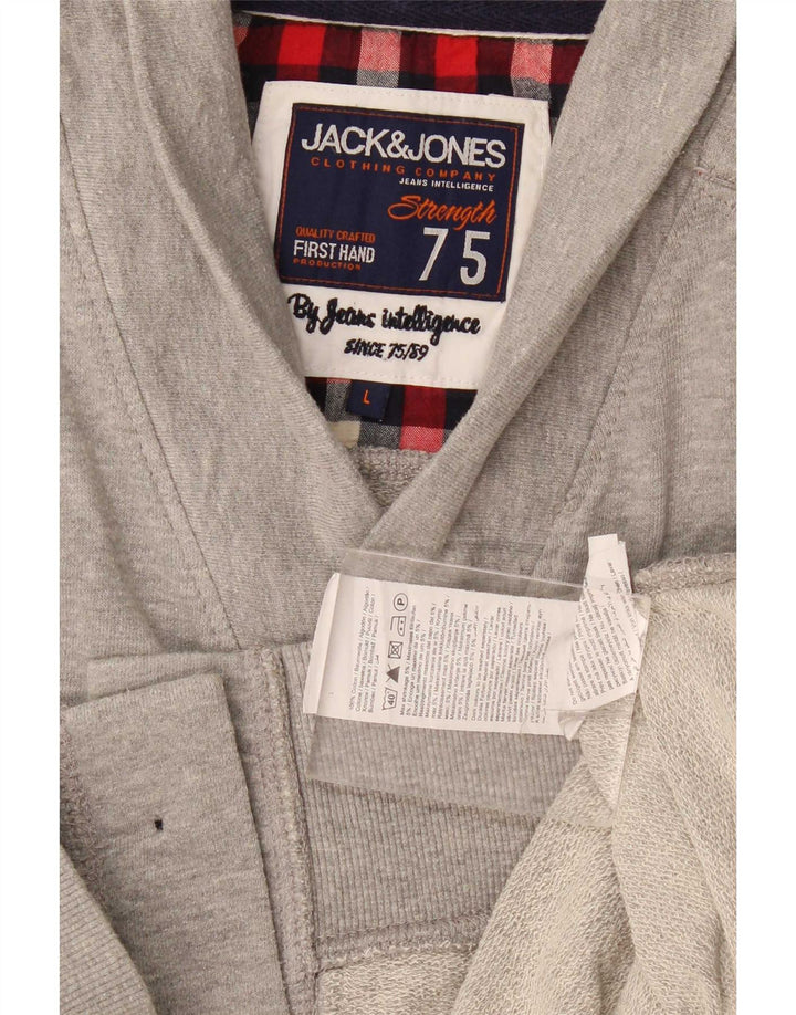 Suéter cardigã masculino Jack & Jones grande algodão cinza