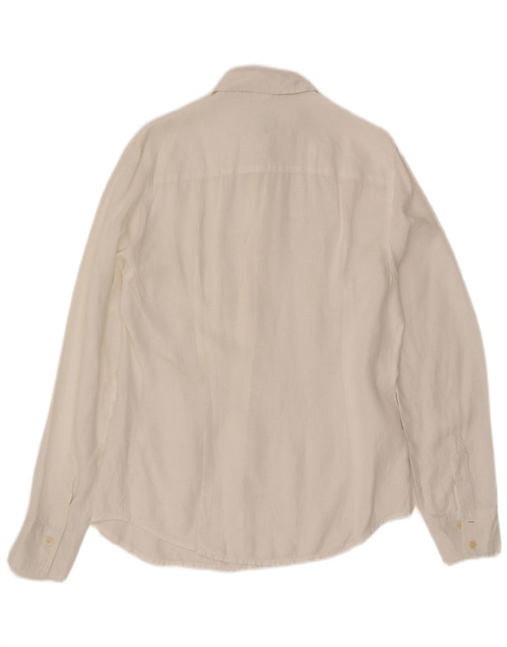 Camisa masculina Calvin Klein Jeans de linho branco médio
